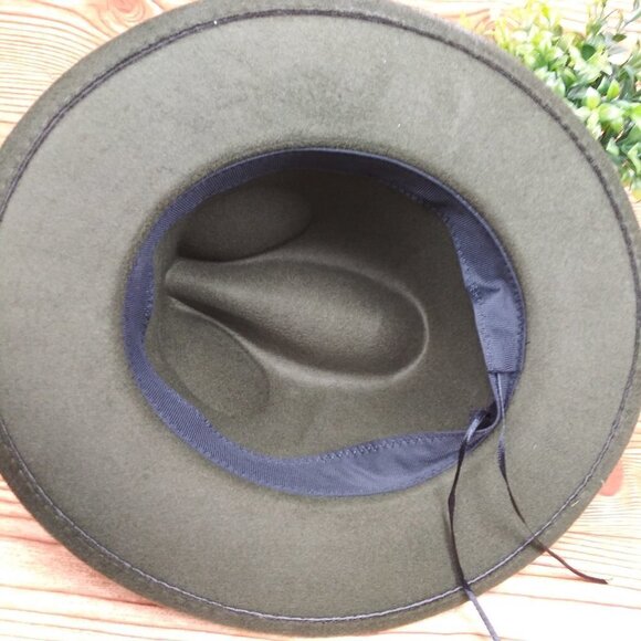 Minimalist fedora hat one-size plain army green casual unisex - Picture 10 of 11